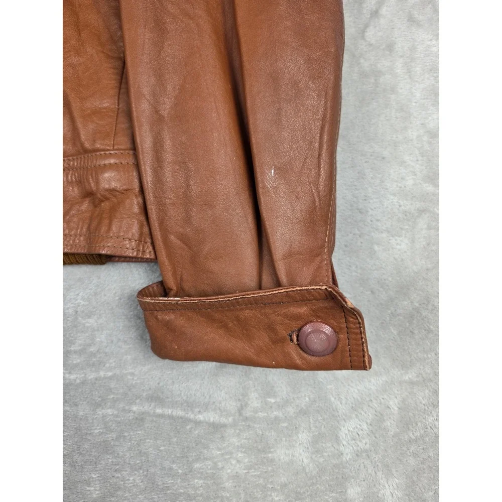 Vintage McGregor Leather Jacket Mens 40 Brown Talon Zip Bomber Fits Very Short
